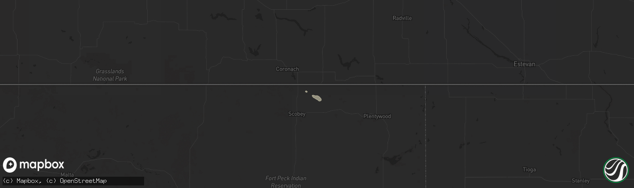 Hail map in Whitetail, MT on August 31, 2025