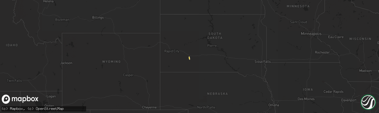 Hail map on August 31, 2025