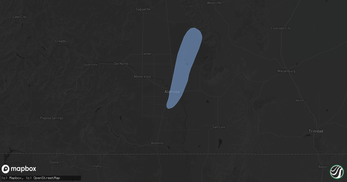 Hail map in Alamosa, CO on August 31, 2026