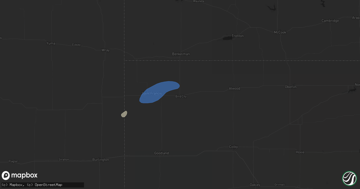 Hail map in Bird City, KS on August 31, 2026