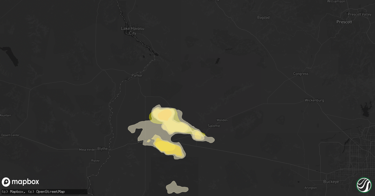 Hail map in Bouse, AZ on August 31, 2026