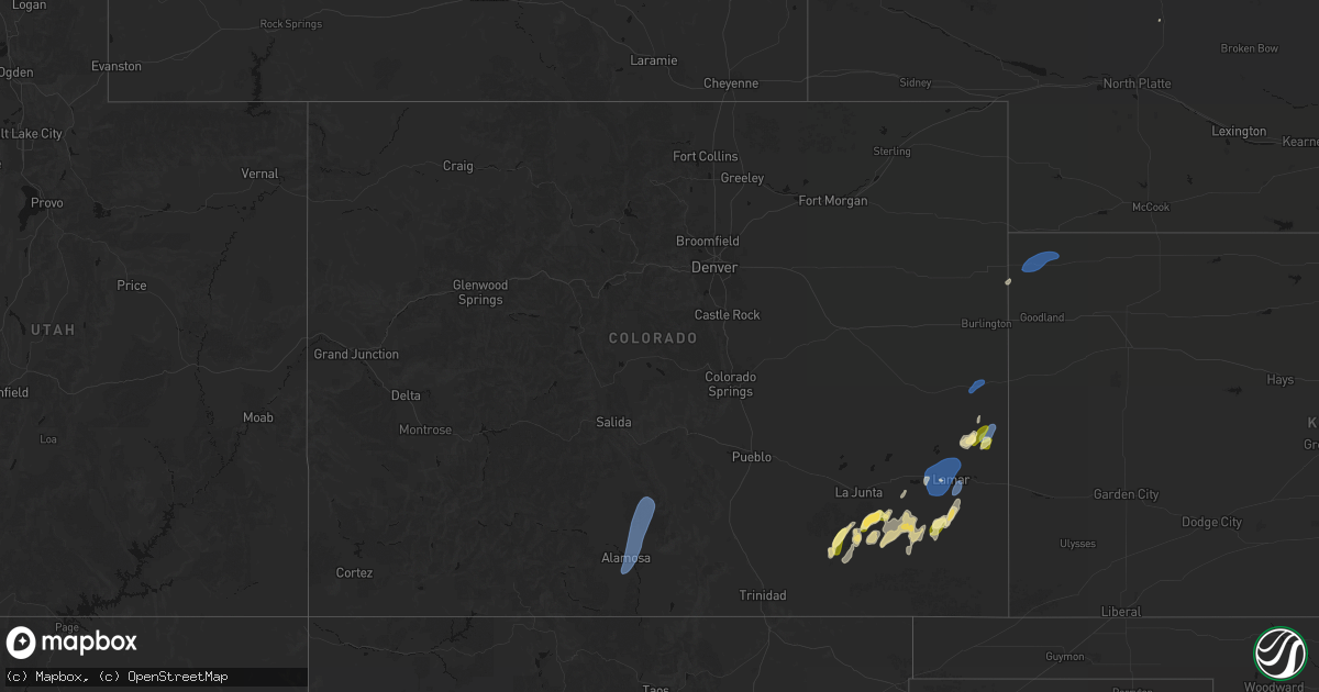 Hail map in Colorado on August 31, 2026