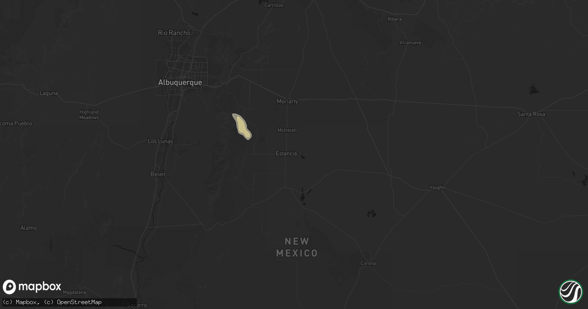 Hail map in Estancia, NM on August 31, 2026