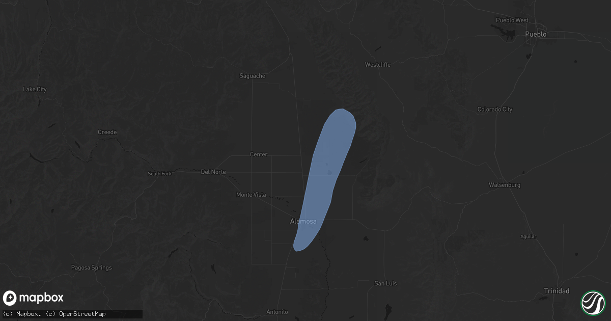Hail map in Hooper, CO on August 31, 2026