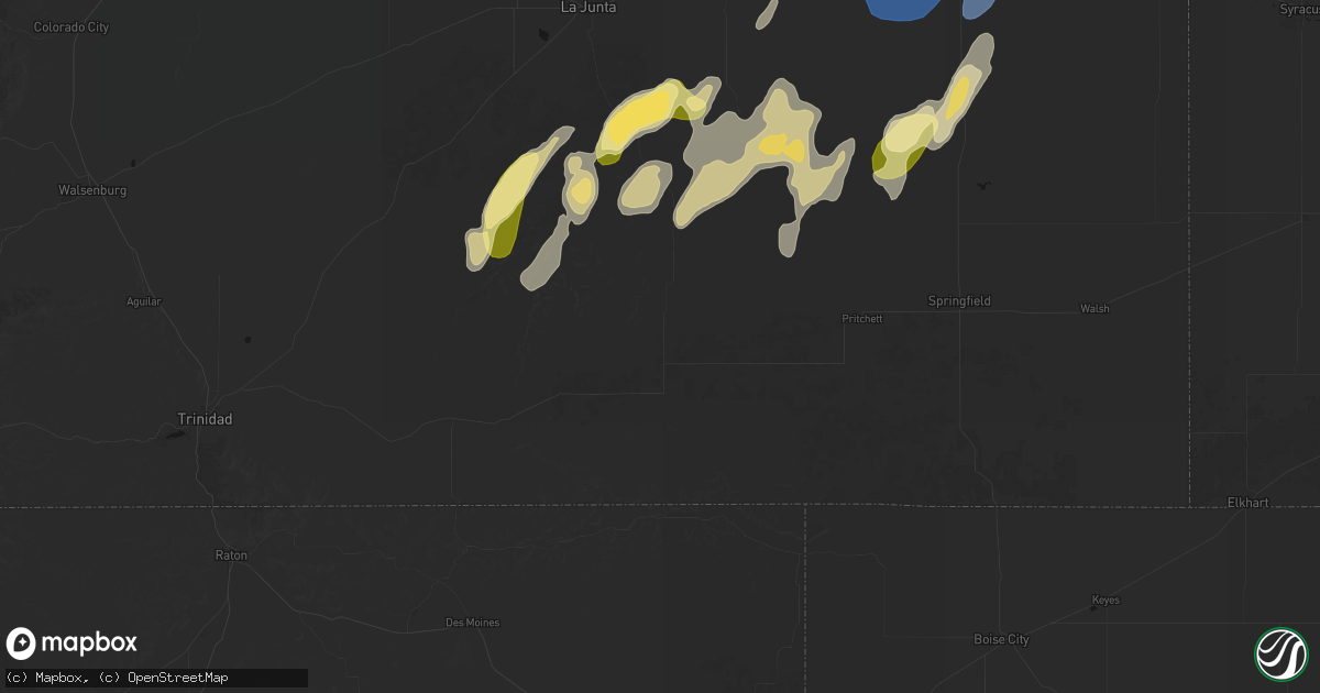 Hail map in Kim, CO on August 31, 2026
