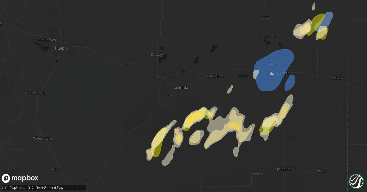 Hail map in La Junta, CO on August 31, 2026