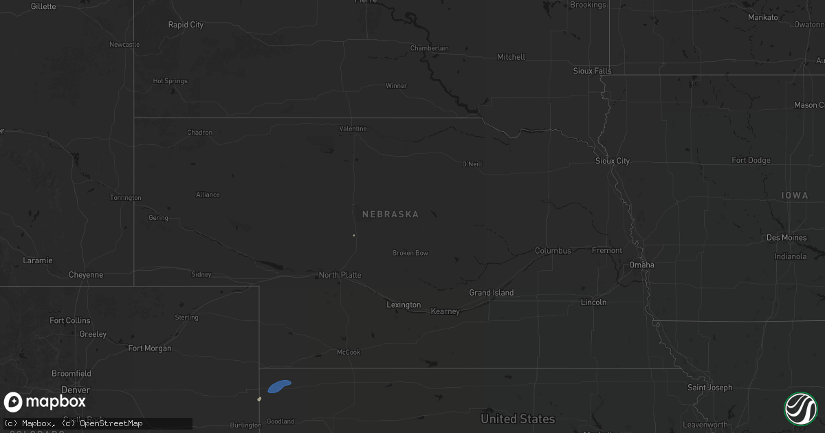 Hail map in Nebraska on August 31, 2026