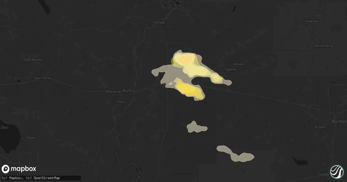 Hail map in Quartzsite, AZ on August 31, 2026
