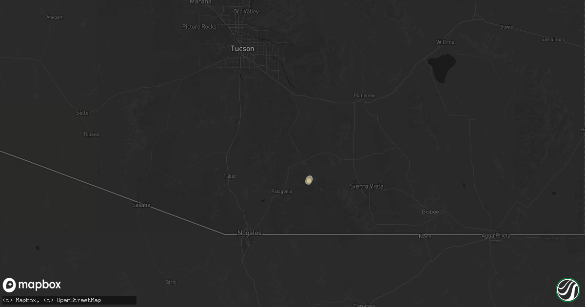 Hail map in Sonoita, AZ on August 31, 2026