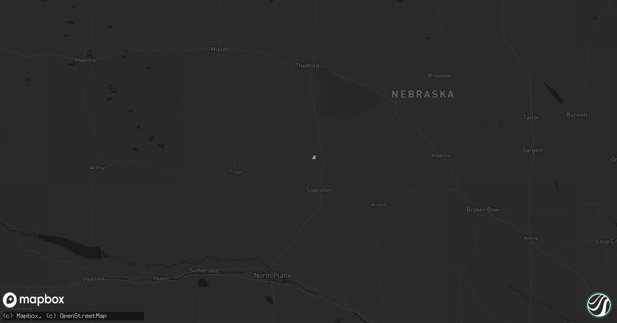 Hail map in Stapleton, NE on August 31, 2026