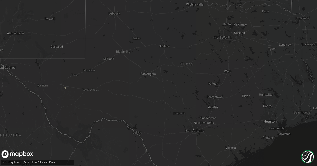 Hail map in Texas on August 31, 2026