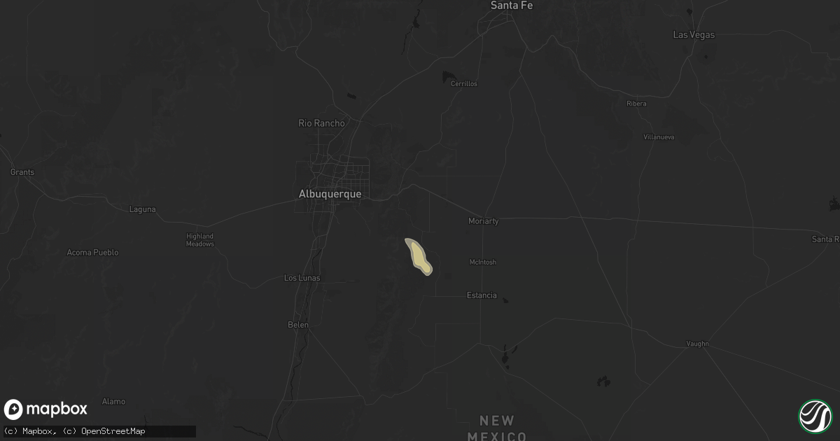 Hail map in Tijeras, NM on August 31, 2026