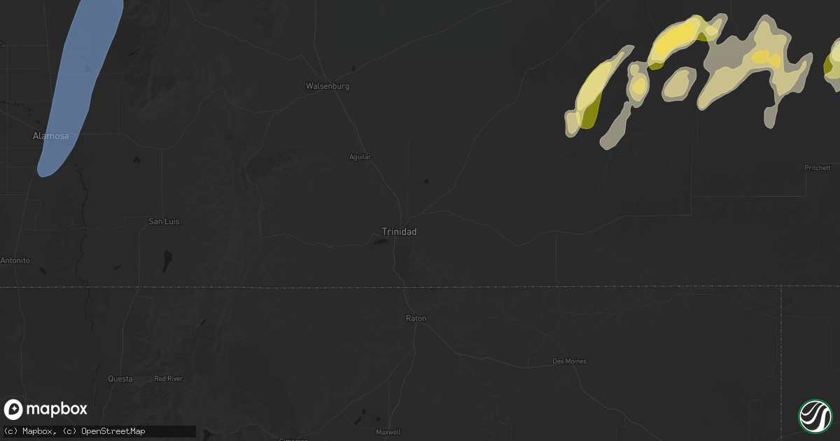 Hail map in Trinidad, CO on August 31, 2026