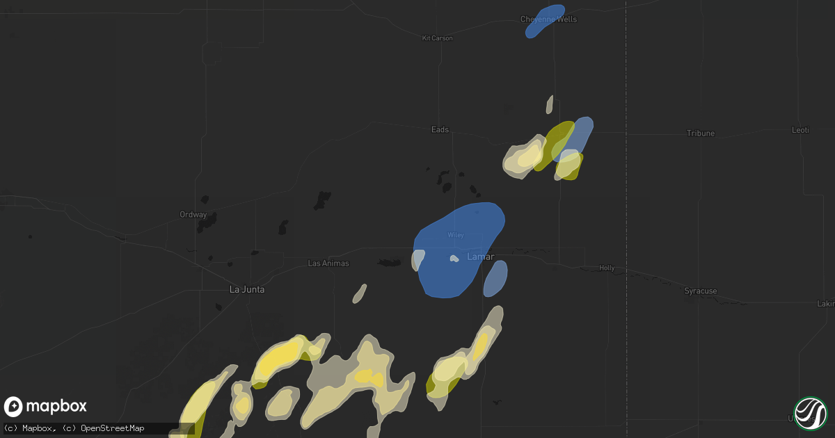 Hail map in Wiley, CO on August 31, 2026