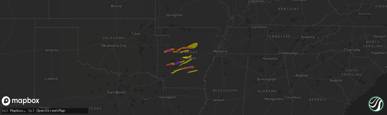 Hail map in Arkansas on September 1, 2009