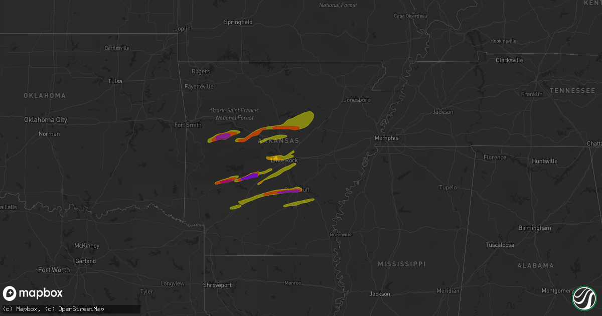 Hail map in Arkansas on September 1, 2009