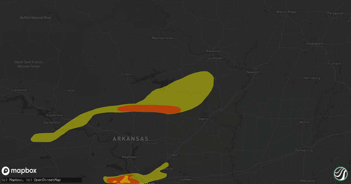 Hail map in Heber Springs, AR on September 1, 2009