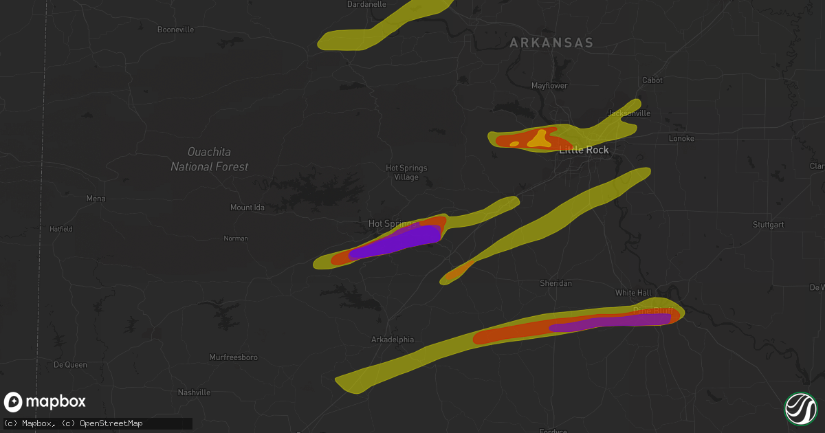 Hail map in Hot Springs National Park, AR on September 1, 2009