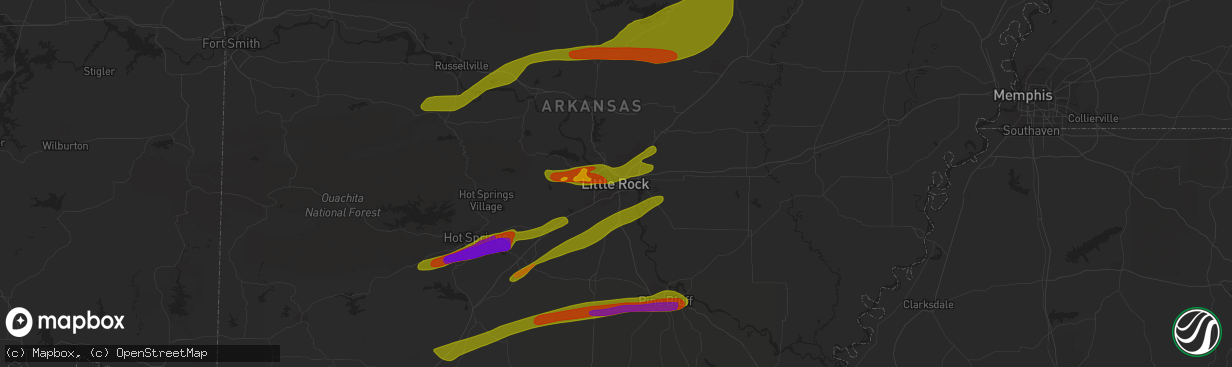Hail map in Little Rock, AR on September 1, 2009