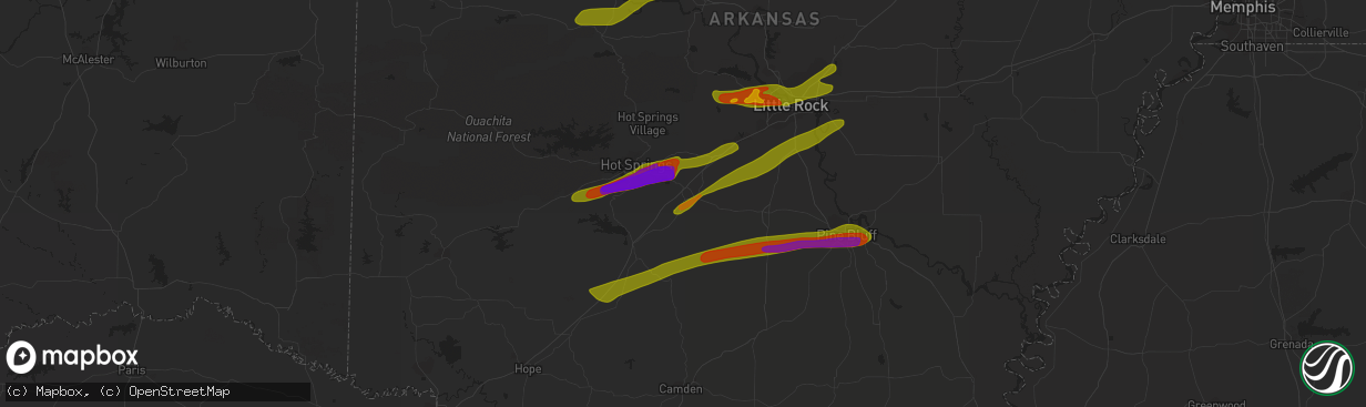 Hail map in Malvern, AR on September 1, 2009