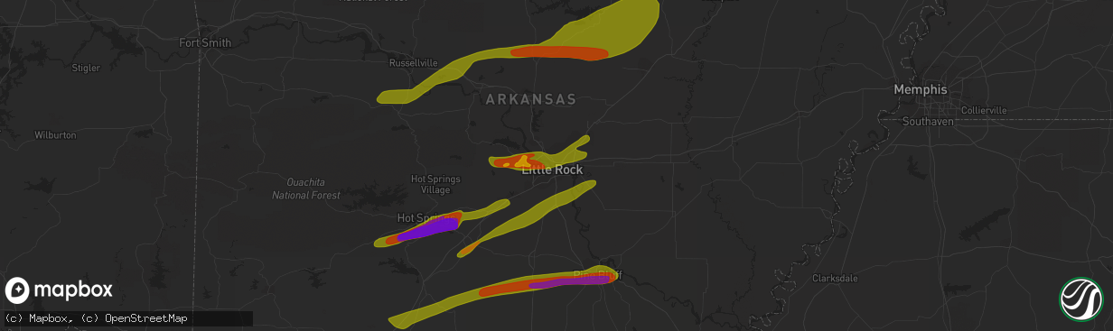 Hail map in North Little Rock, AR on September 1, 2009