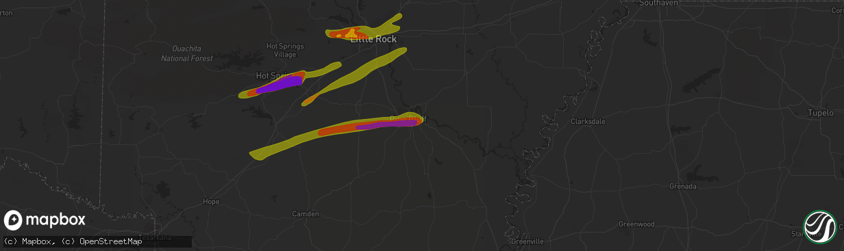 Hail map in Pine Bluff, AR on September 1, 2009