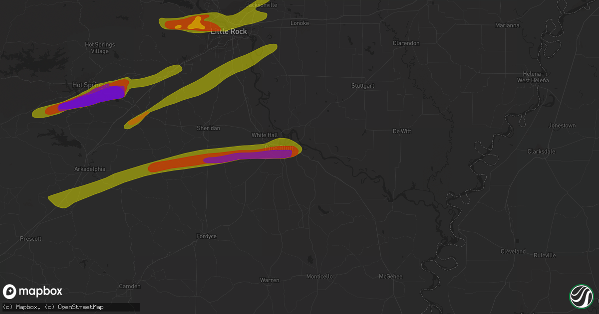 Hail map in Pine Bluff, AR on September 1, 2009