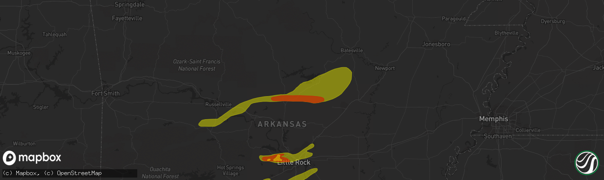 Hail map in Quitman, AR on September 1, 2009