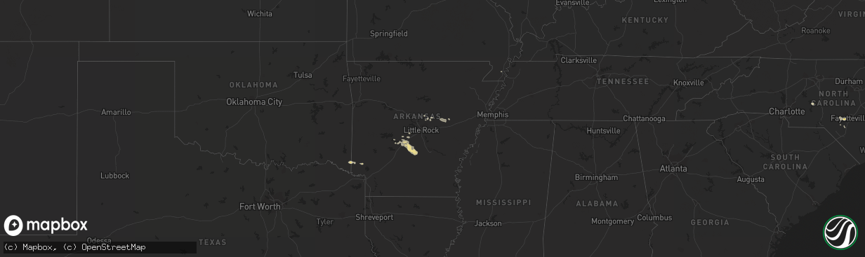 Hail map in Arkansas on September 1, 2012