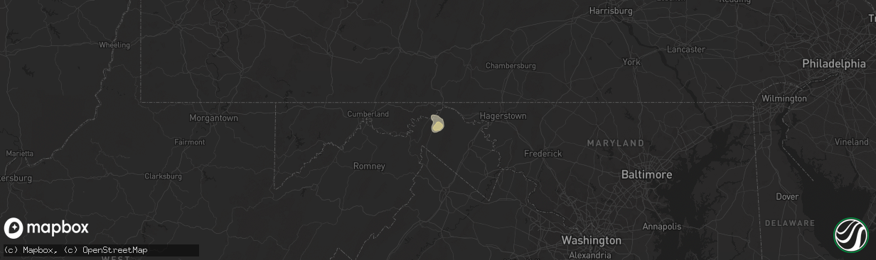 Hail map in Berkeley Springs, WV on September 1, 2012