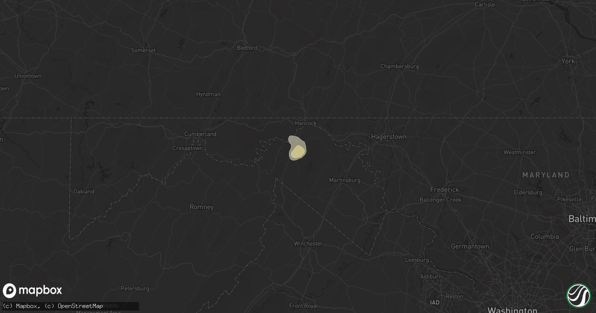 Hail map in Berkeley Springs, WV on September 1, 2012