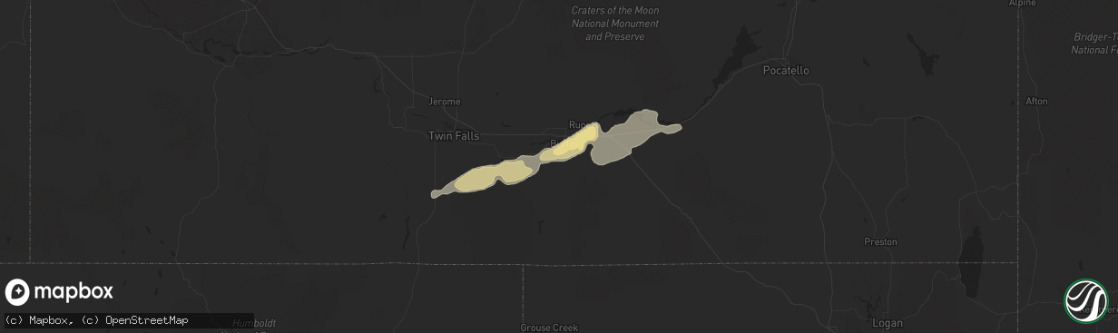 Hail map in Burley, ID on September 1, 2012