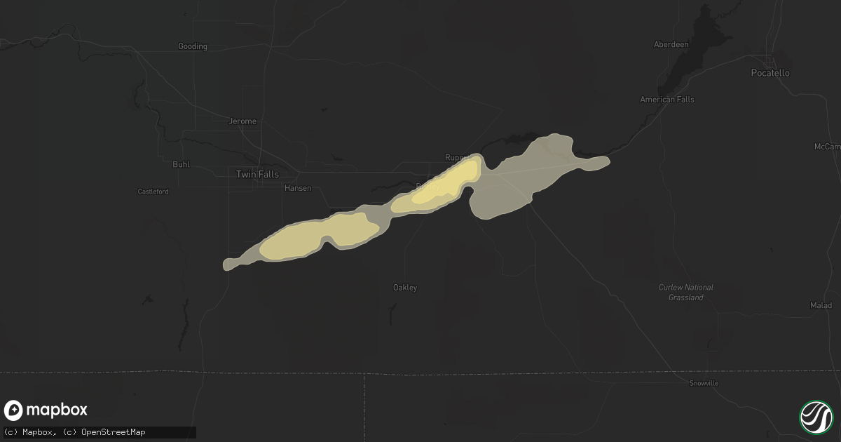 Hail map in Burley, ID on September 1, 2012
