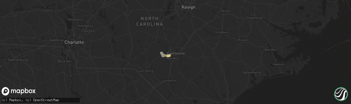 Hail map in Fayetteville, NC on September 1, 2012