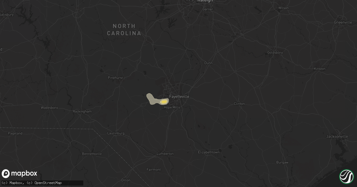Hail map in Fayetteville, NC on September 1, 2012