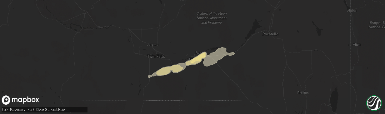 Hail map in Heyburn, ID on September 1, 2012