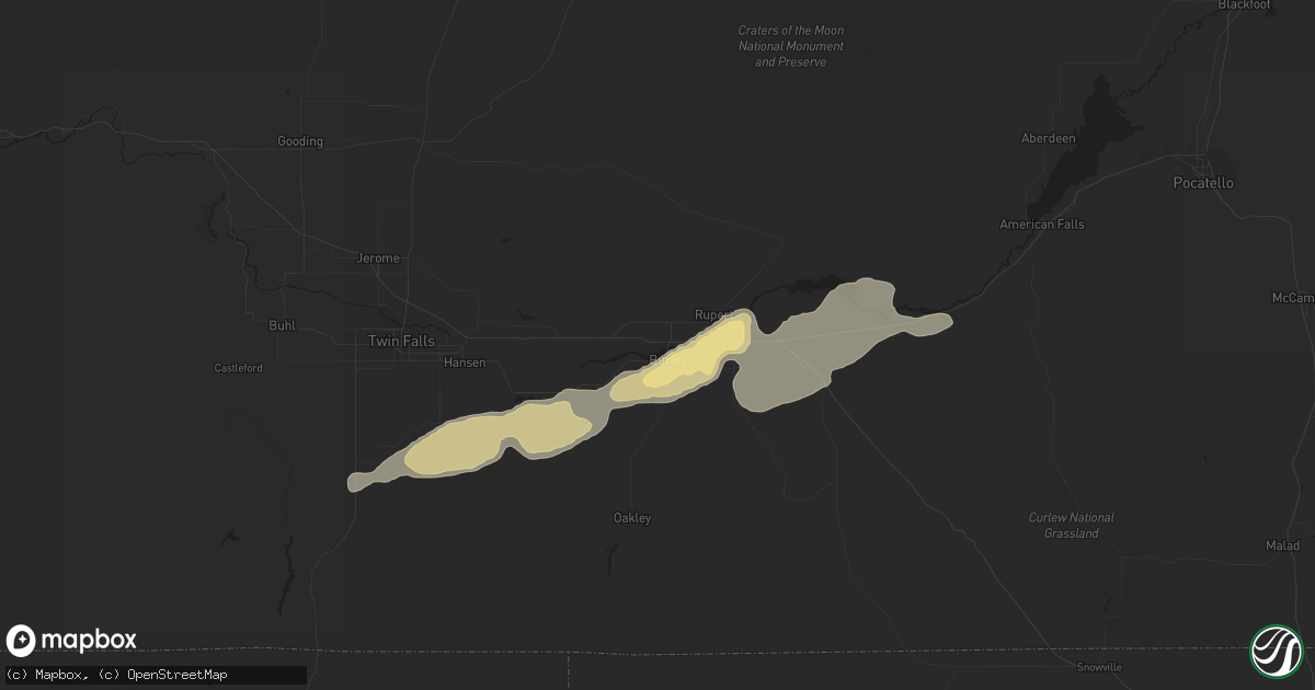 Hail map in Heyburn, ID on September 1, 2012