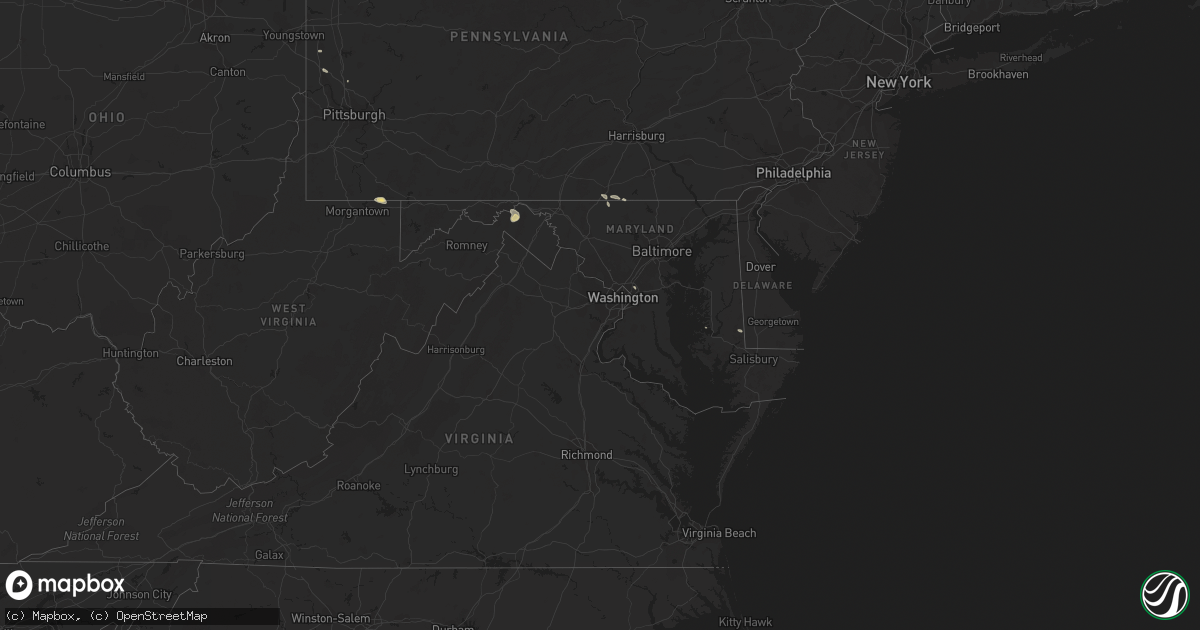 Hail map in Maryland on September 1, 2012