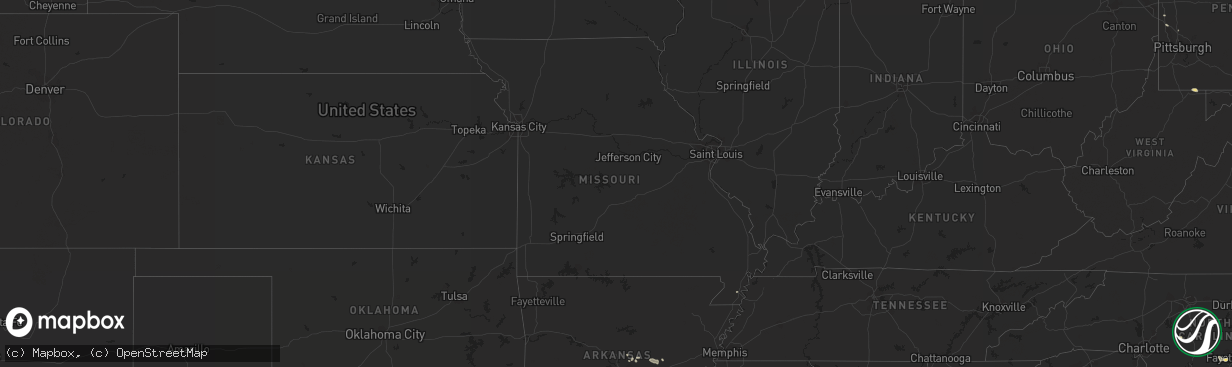 Hail map in Missouri on September 1, 2012