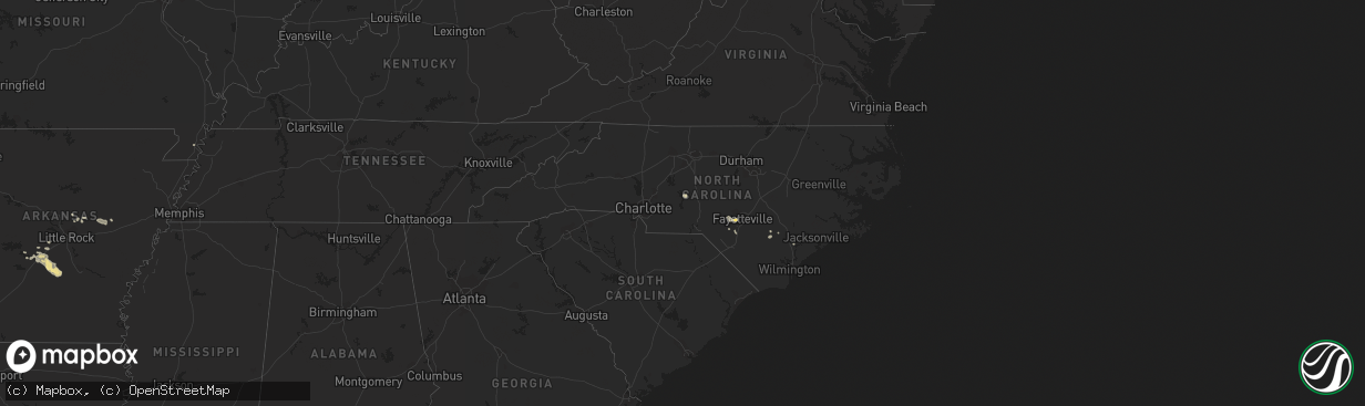 Hail map in North Carolina on September 1, 2012