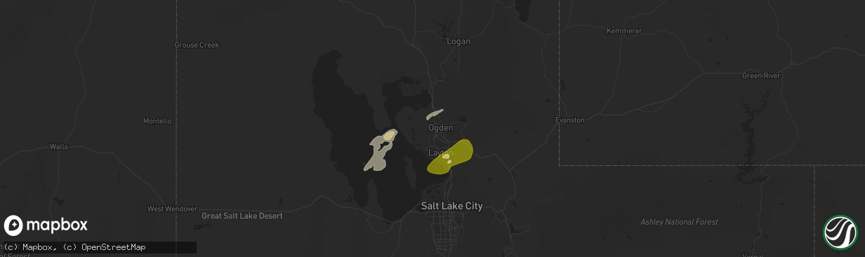 Hail map in Ogden, UT on September 1, 2012