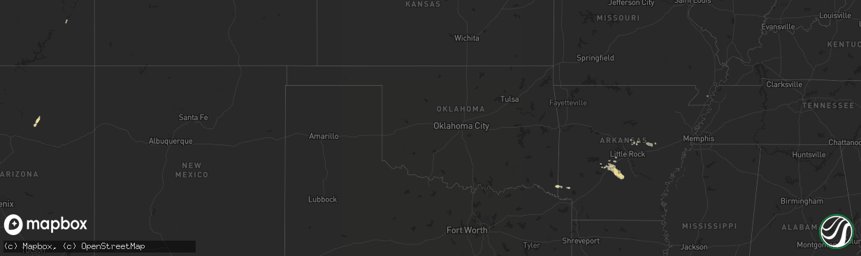 Hail map in Oklahoma on September 1, 2012