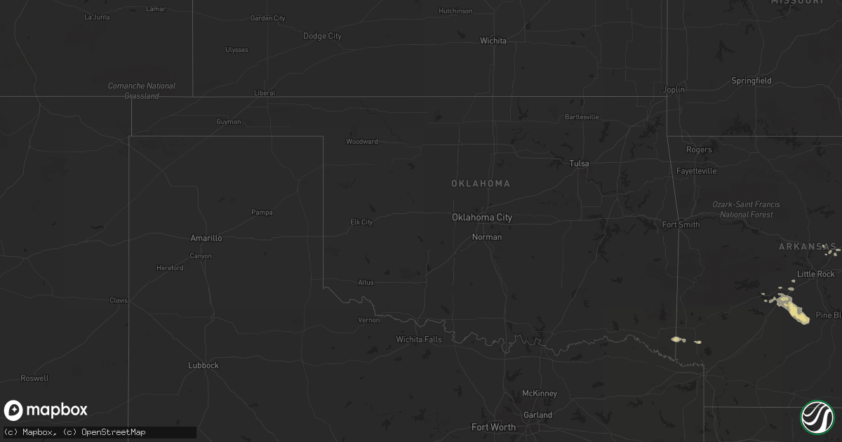 Hail map in Oklahoma on September 1, 2012