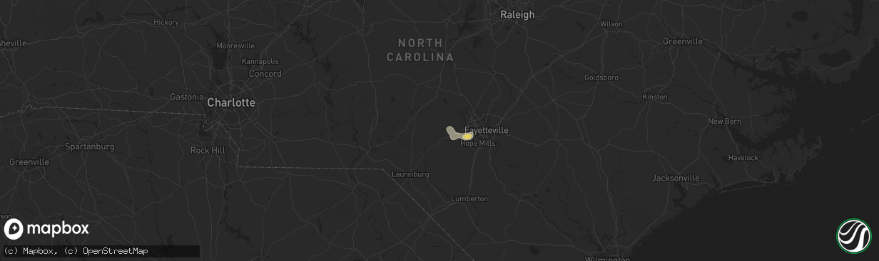 Hail map in Raeford, NC on September 1, 2012