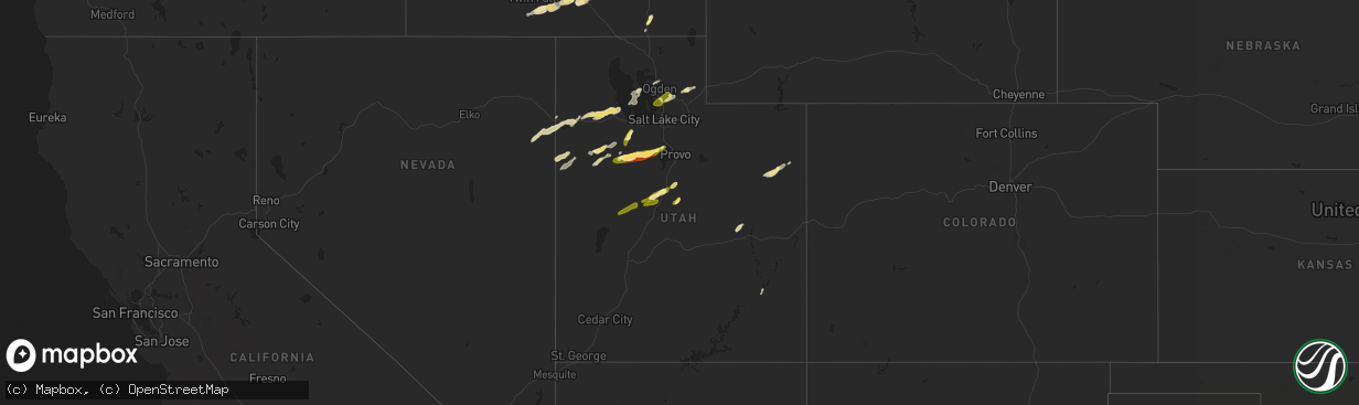 Hail map in Utah on September 1, 2012