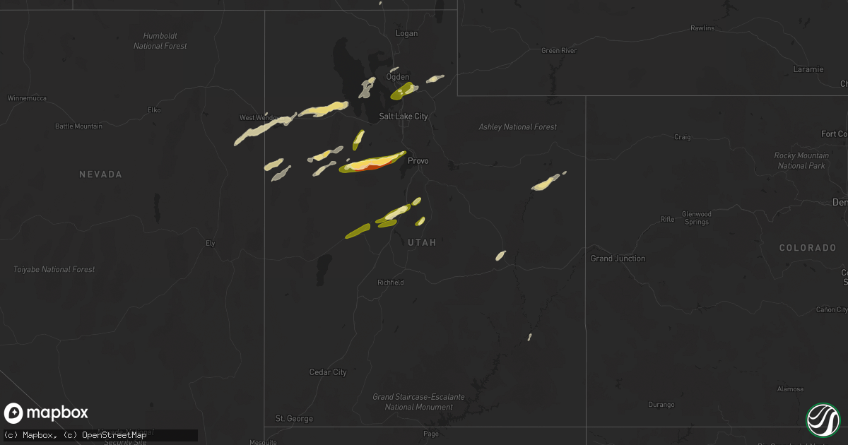 Hail map in Utah on September 1, 2012