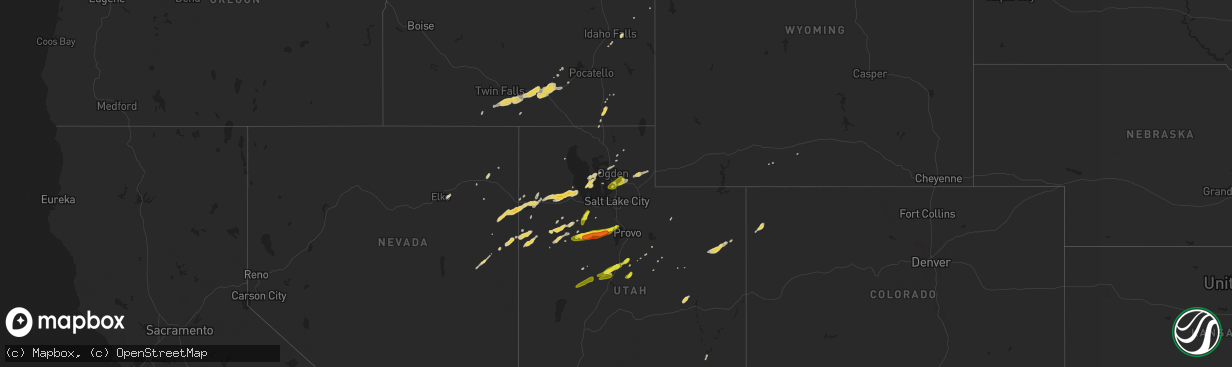 Hail map on September 1, 2012