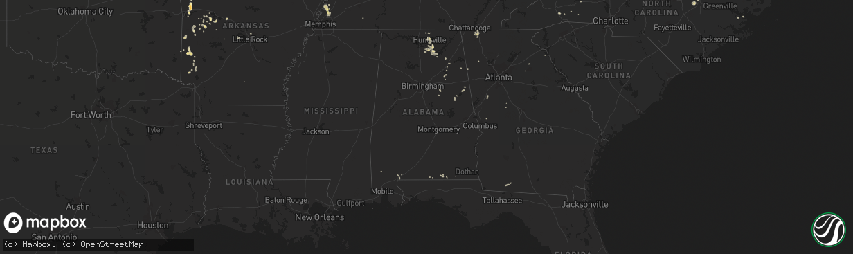 Hail map in Alabama on September 1, 2013