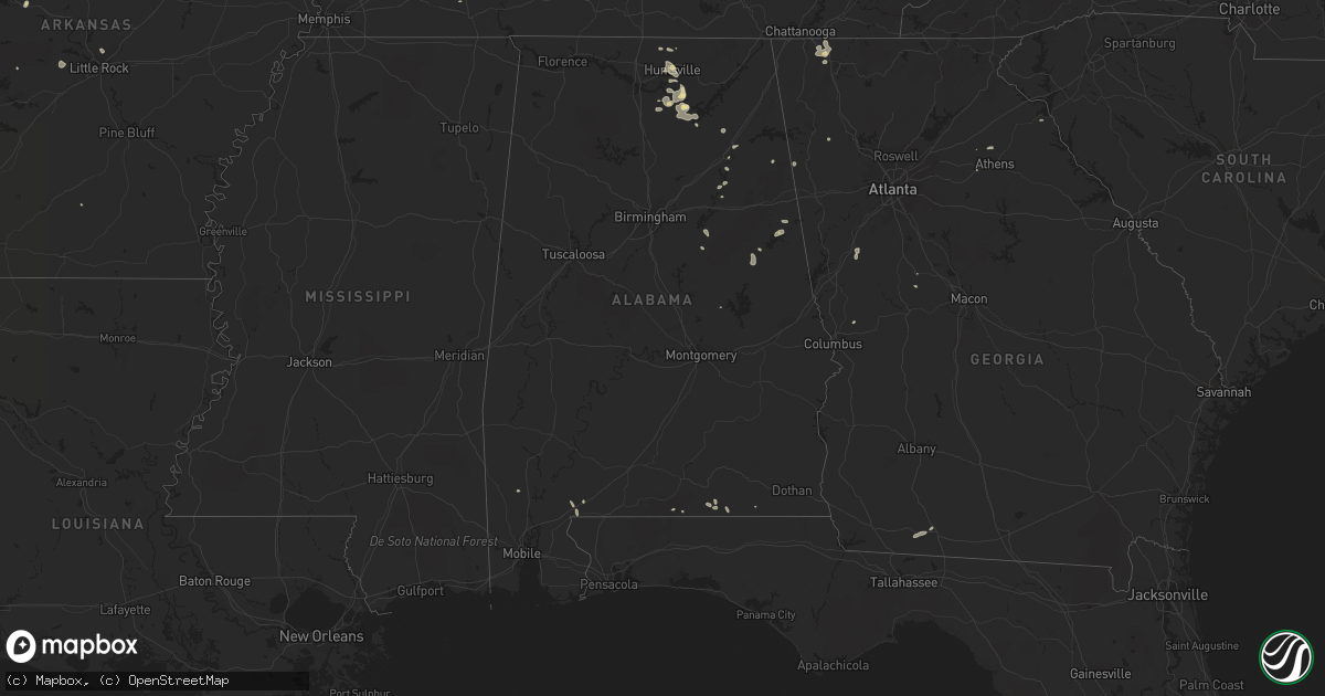 Hail map in Alabama on September 1, 2013
