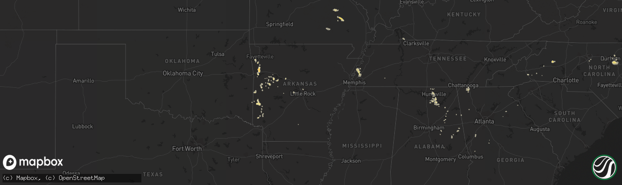 Hail map in Arkansas on September 1, 2013